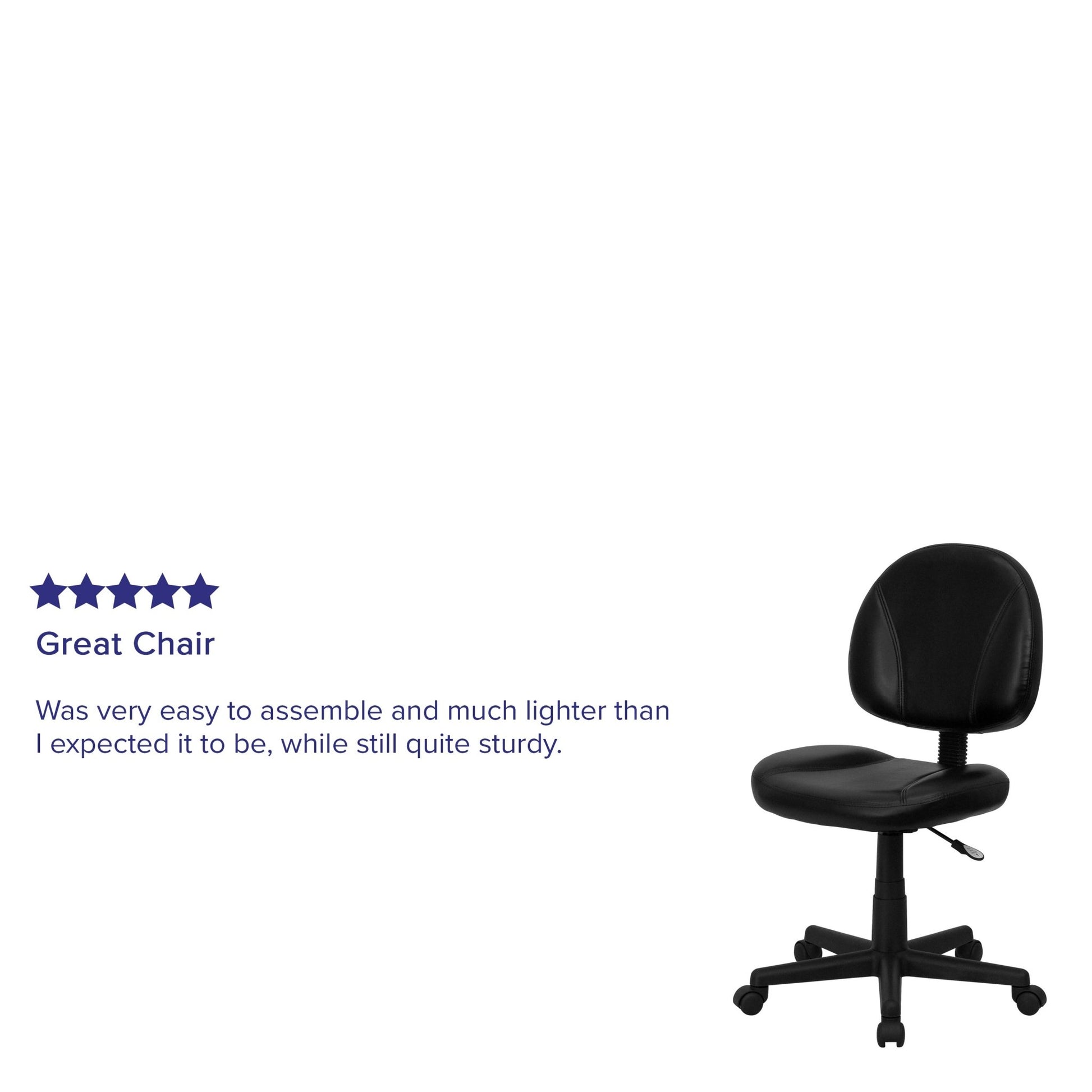 Ronald Swivel Ergonomic Task Office Chair with Mid - Back Black LeatherSoft and Back Depth Adjustment by Flash Furniture - SchoolOutlet