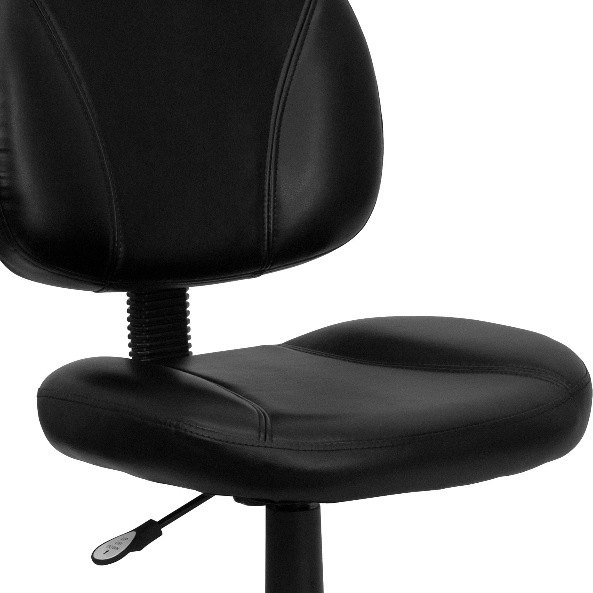 Ronald Swivel Ergonomic Task Office Chair with Mid - Back Black LeatherSoft and Back Depth Adjustment by Flash Furniture - SchoolOutlet