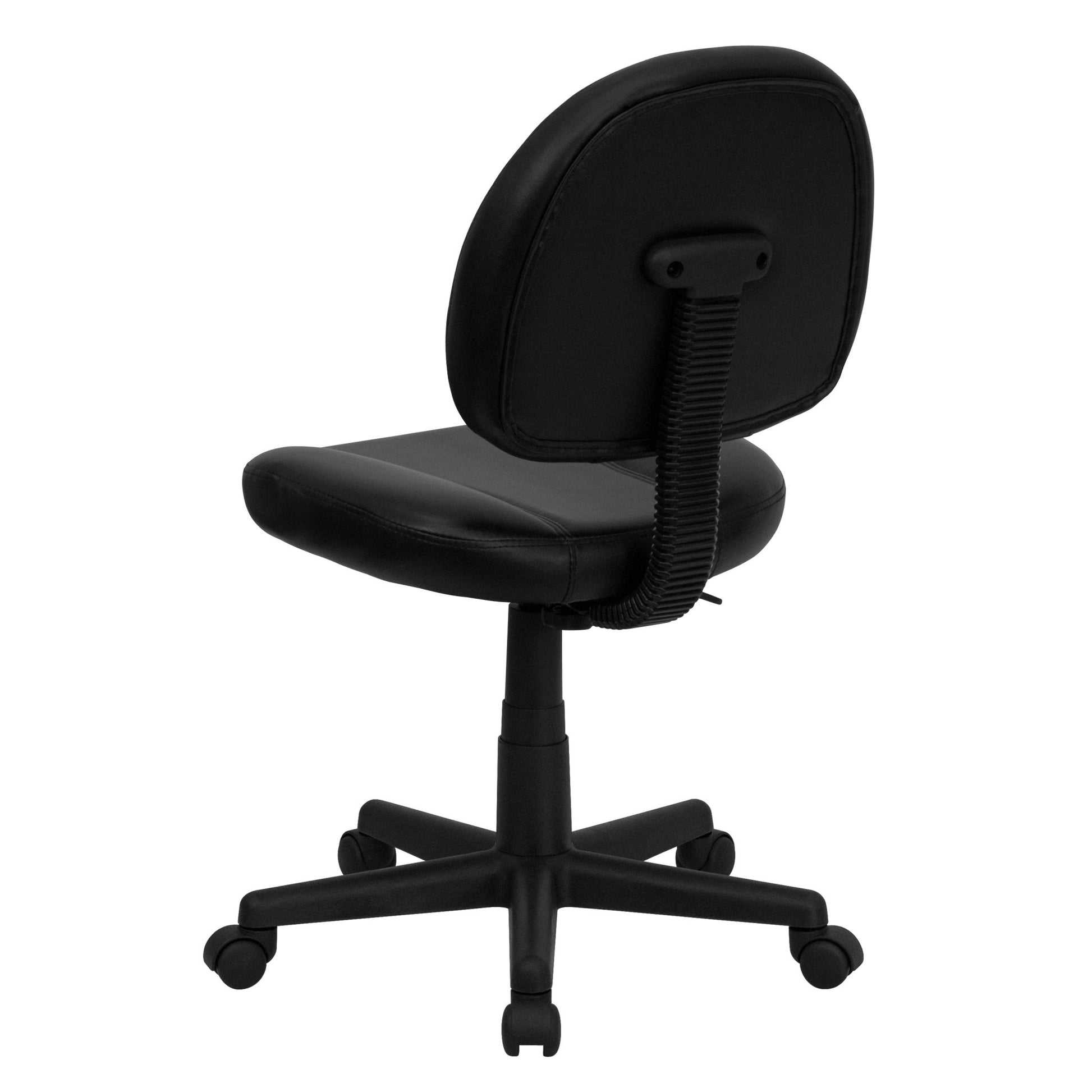 Ronald Swivel Ergonomic Task Office Chair with Mid - Back Black LeatherSoft and Back Depth Adjustment by Flash Furniture - SchoolOutlet