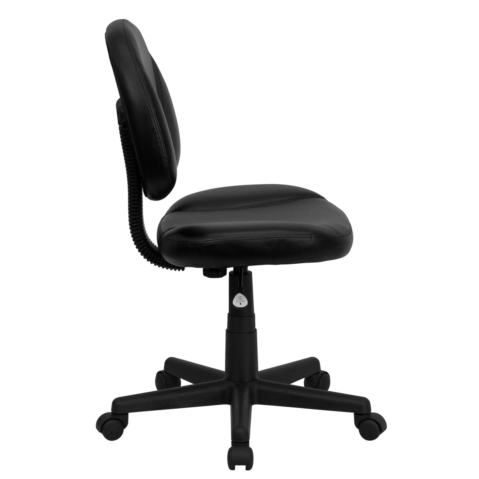Ronald Swivel Ergonomic Task Office Chair with Mid - Back Black LeatherSoft and Back Depth Adjustment by Flash Furniture - SchoolOutlet