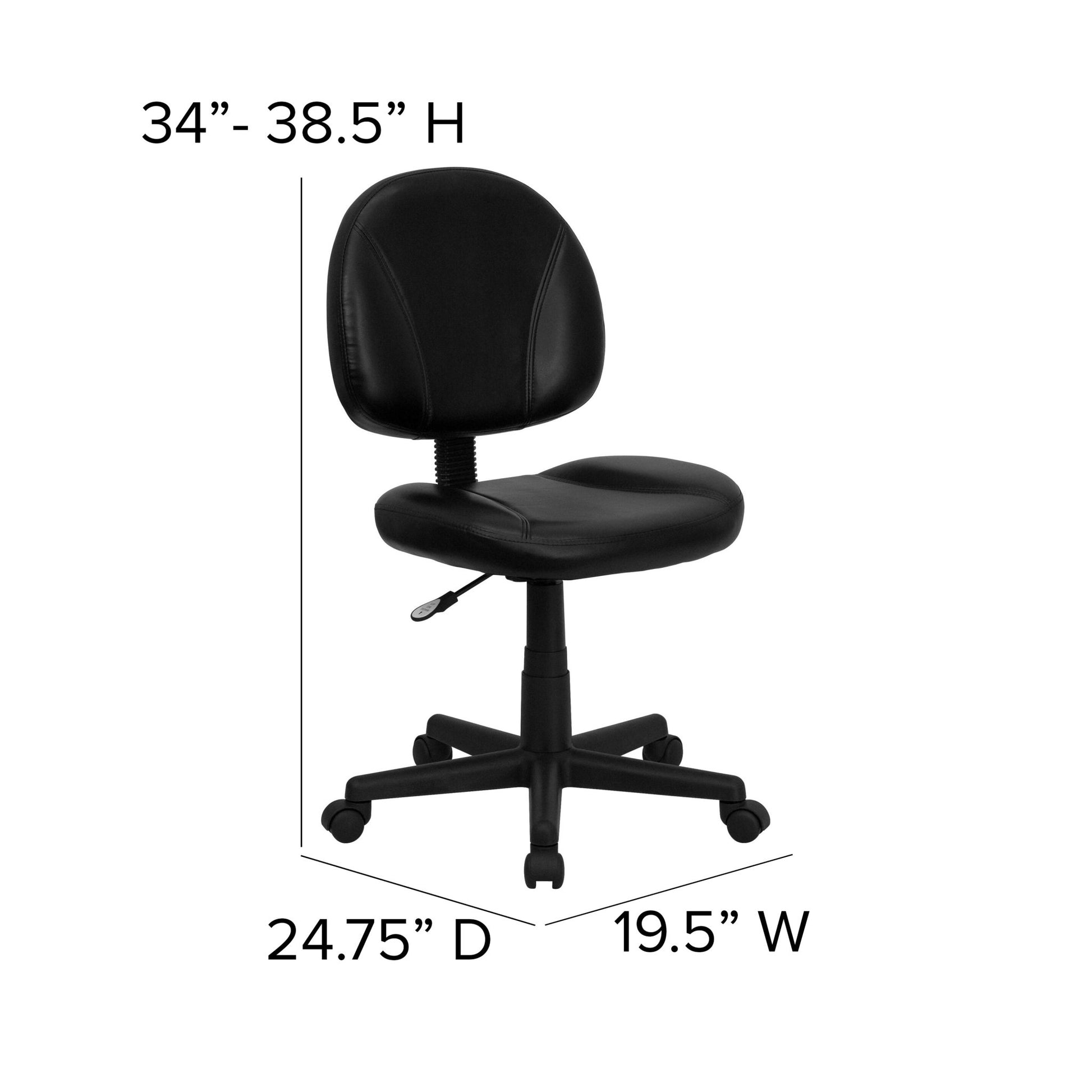 Ronald Swivel Ergonomic Task Office Chair with Mid - Back Black LeatherSoft and Back Depth Adjustment by Flash Furniture - SchoolOutlet