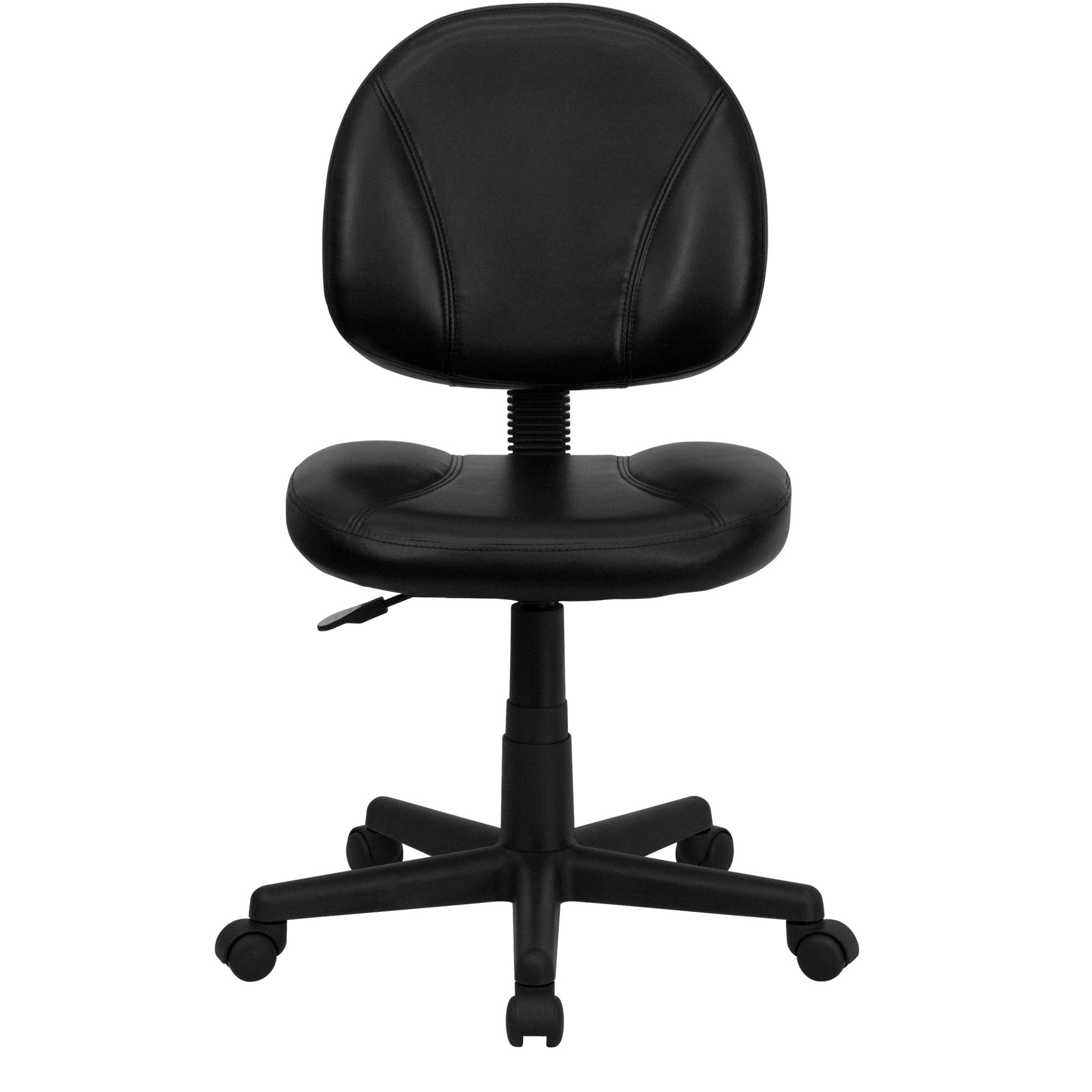Ronald Swivel Ergonomic Task Office Chair with Mid - Back Black LeatherSoft and Back Depth Adjustment by Flash Furniture - SchoolOutlet