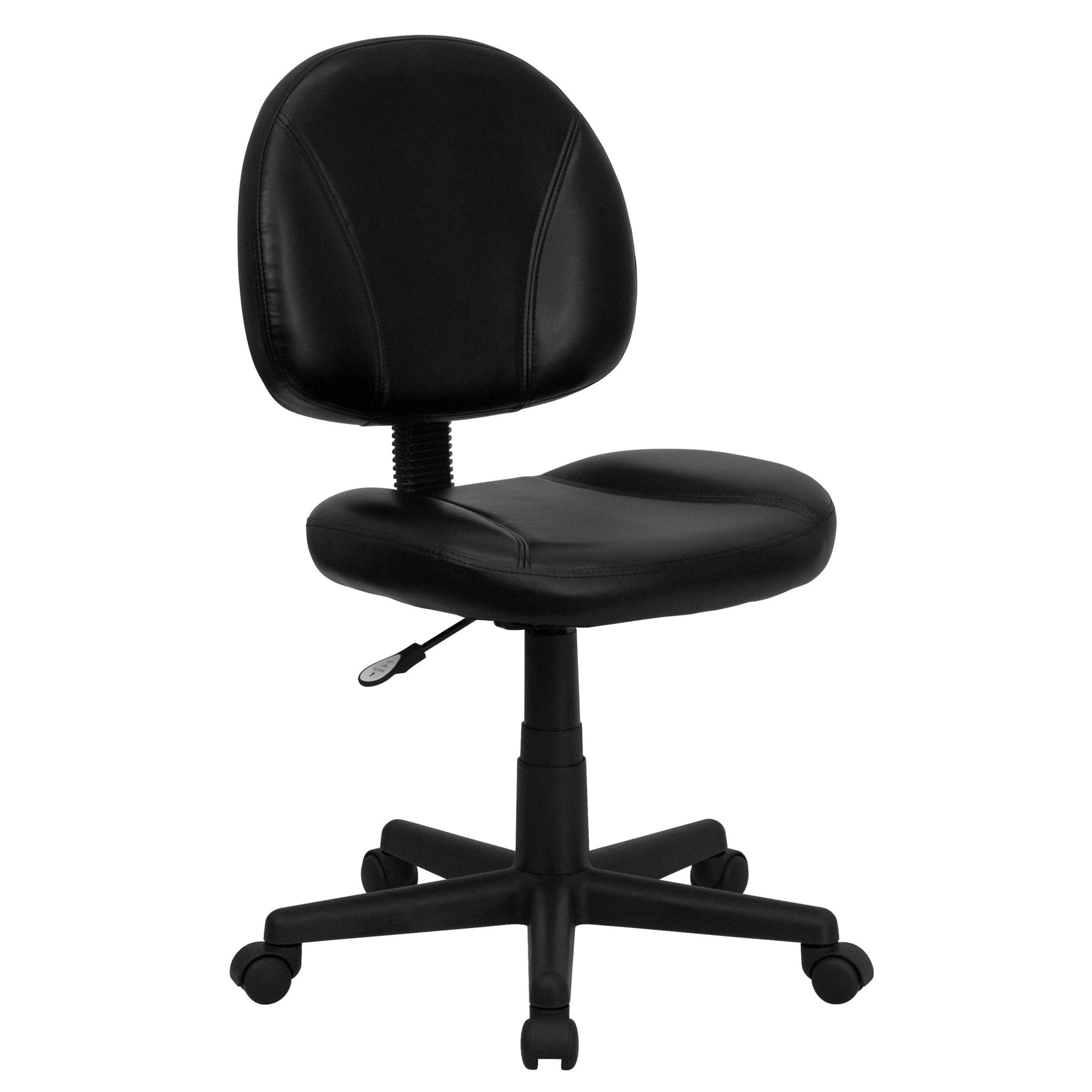 Ronald Swivel Ergonomic Task Office Chair with Mid - Back Black LeatherSoft and Back Depth Adjustment by Flash Furniture - SchoolOutlet