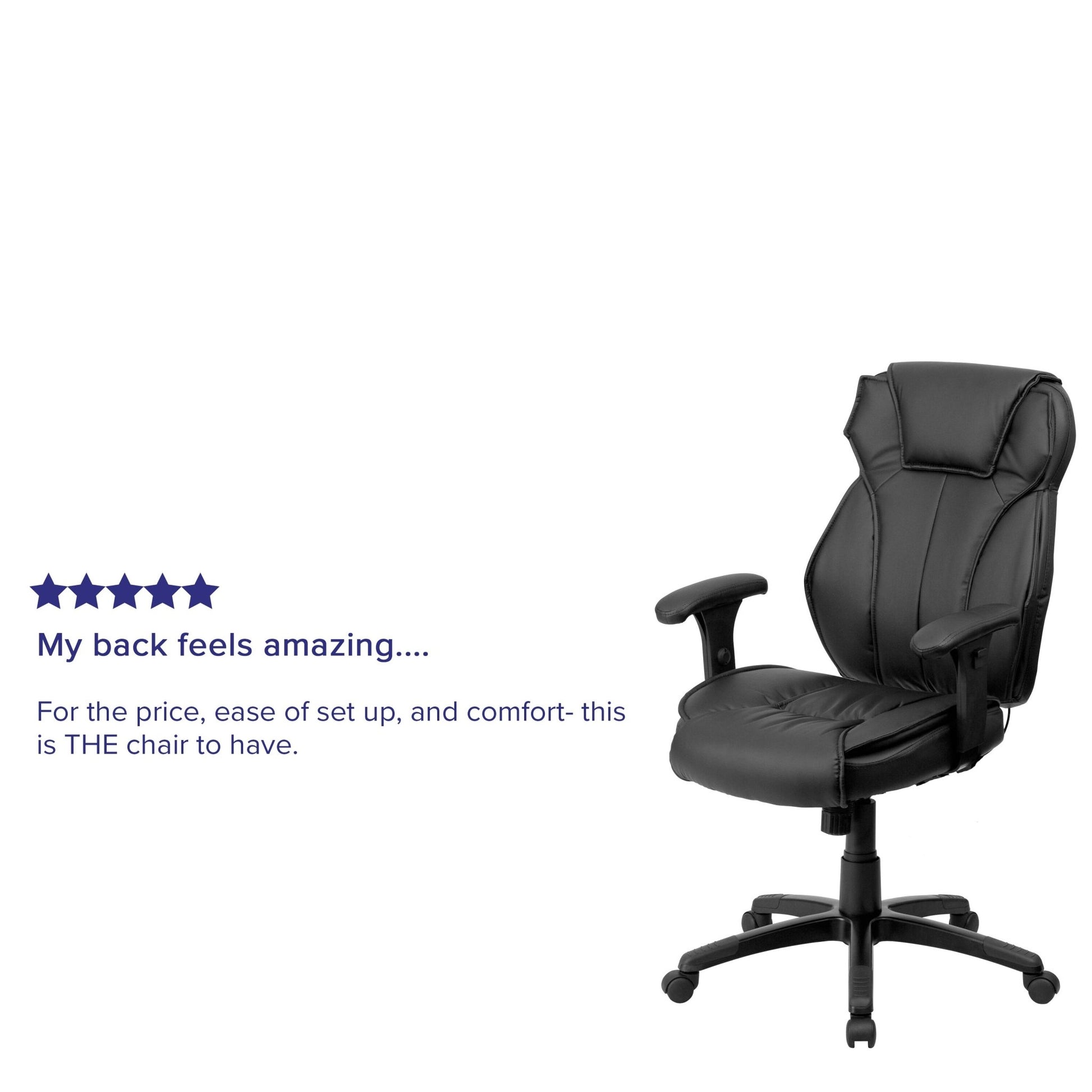 Hansel High Back Black LeatherSoft Multifunction Executive Swivel Ergonomic Office Chair with Lumbar Support Knob with Arms by Flash Furniture - SchoolOutlet