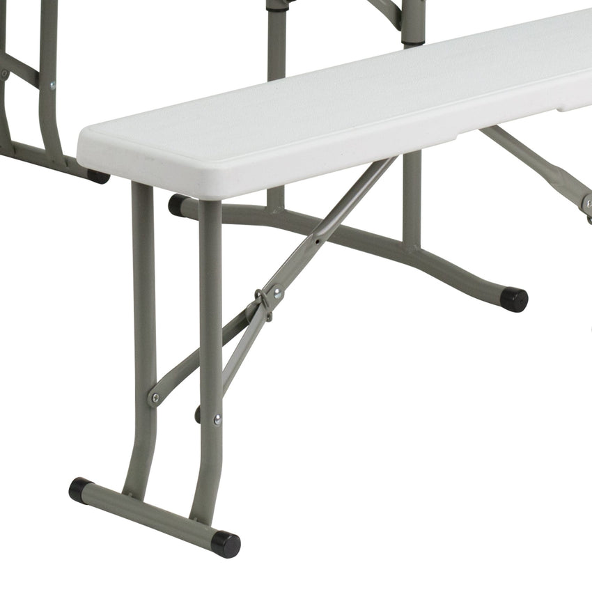 Rowan 3 Piece Portable Plastic Folding Bench and Table Set by Flash Furniture - SchoolOutlet
