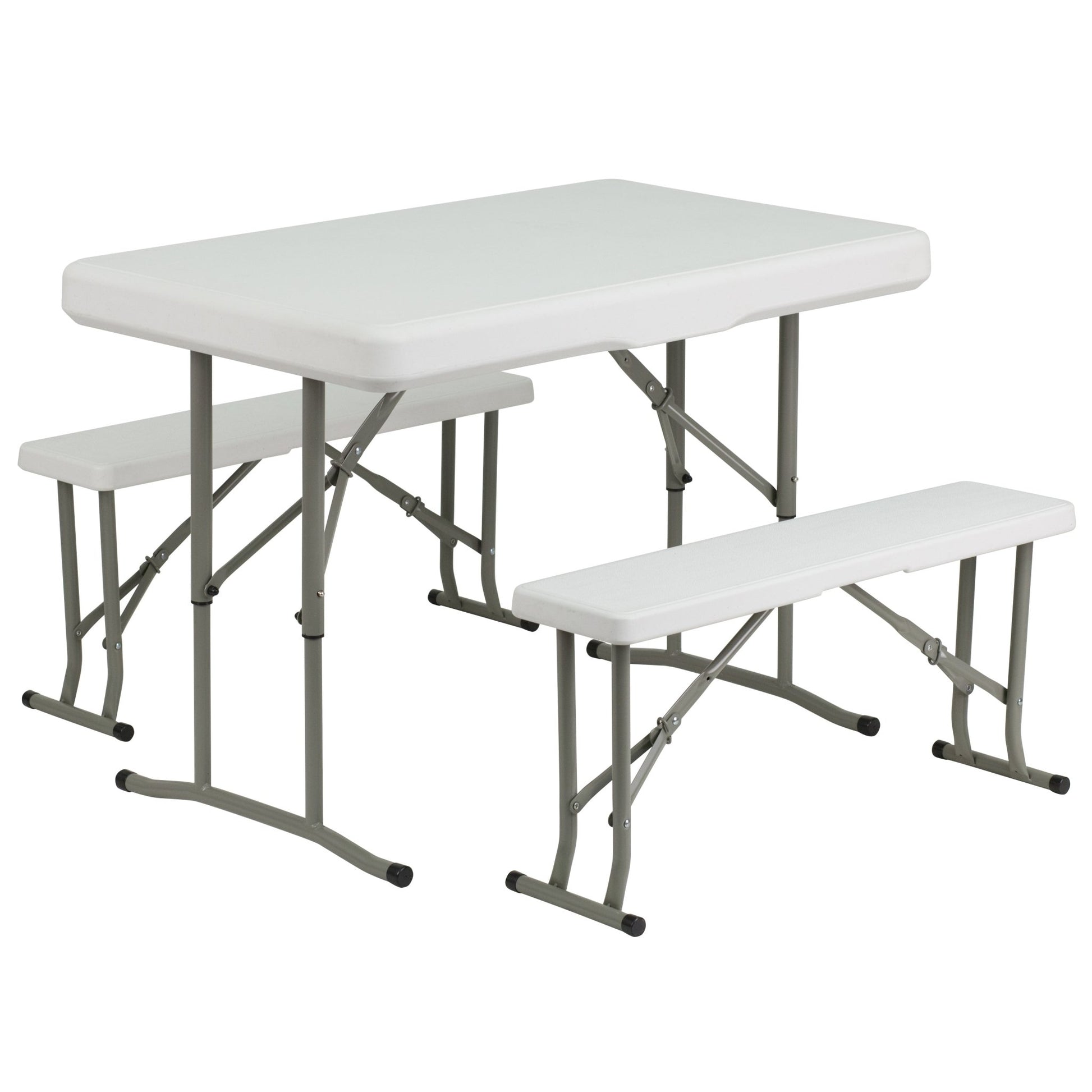 Rowan 3 Piece Portable Plastic Folding Bench and Table Set by Flash Furniture - SchoolOutlet