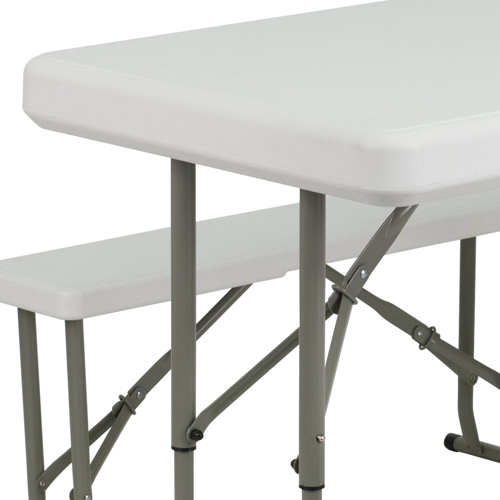 Rowan 3 Piece Portable Plastic Folding Bench and Table Set by Flash Furniture - SchoolOutlet