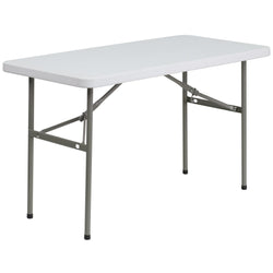 Elon 4-Foot Rectangular Plastic Folding Table for Banquet and Events - Granite White by Flash Furniture