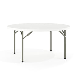 Elon 5-Foot Round Plastic Folding Table for Banquet and Events, 880 LB Static Load Capacity - Granite White by Flash Furniture