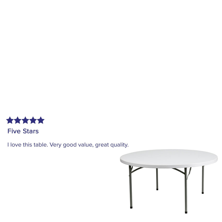 Elon 5 - Foot Round Plastic Folding Table for Banquet and Events, 880 LB Static Load Capacity - Granite White by Flash Furniture - SchoolOutlet