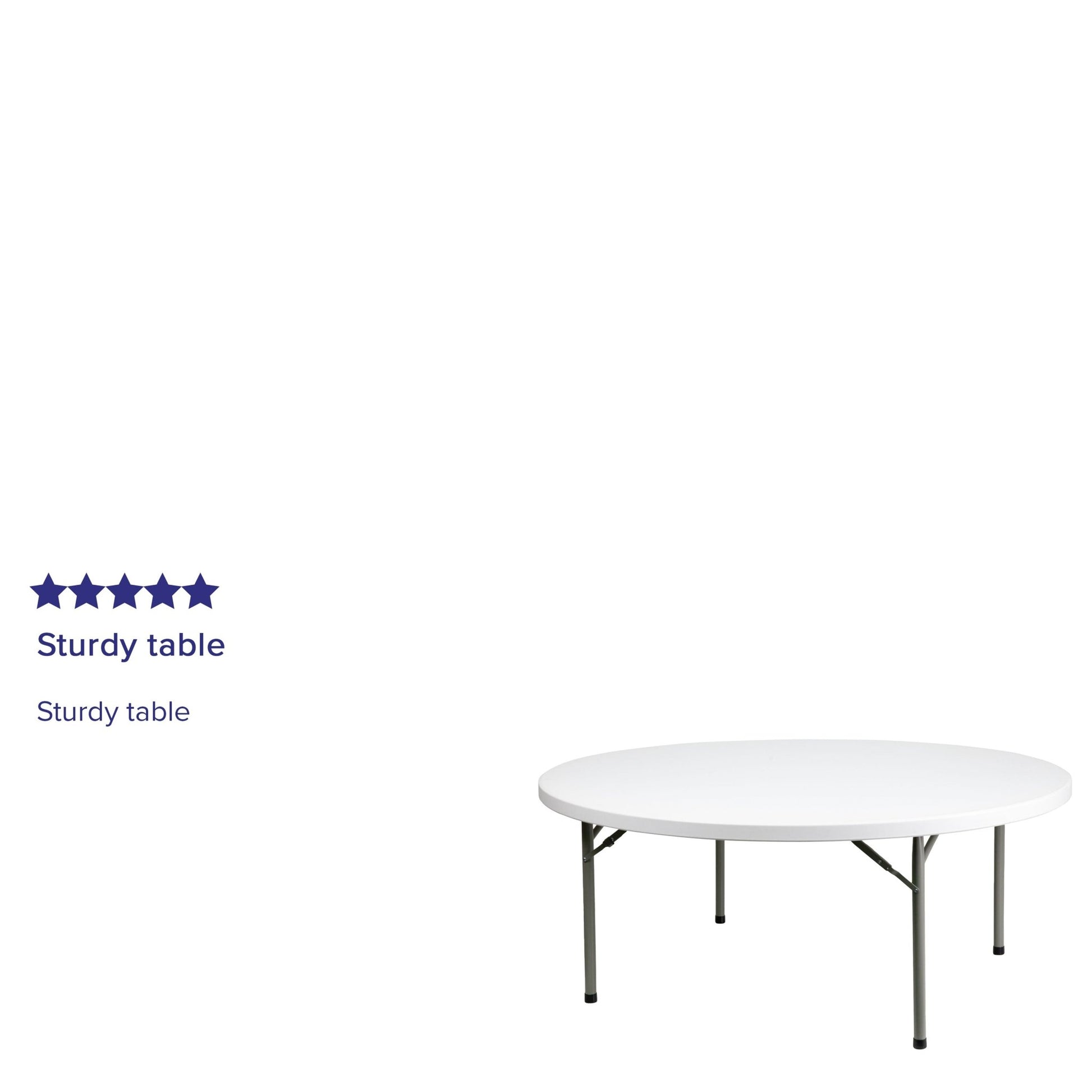 Elon 6 - Foot Round Plastic Folding Table for Banquet and Events, 1100 LB Static Load Capacity - Granite White by Flash Furniture - SchoolOutlet