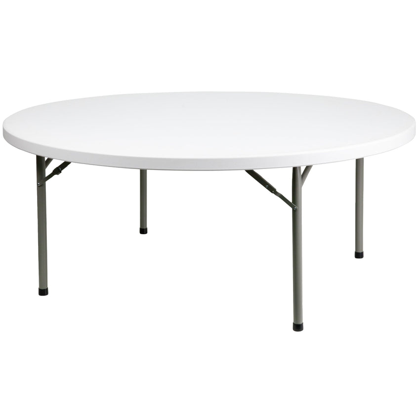 Elon 6 - Foot Round Plastic Folding Table for Banquet and Events, 1100 LB Static Load Capacity - Granite White by Flash Furniture - SchoolOutlet