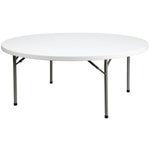 Elon 6 - Foot Round Plastic Folding Table for Banquet and Events, 1100 LB Static Load Capacity - Granite White by Flash Furniture - SchoolOutlet