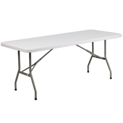 Elon 6-Foot Rectangular Plastic Folding Table for Banquet and Events - Granite White by Flash Furniture