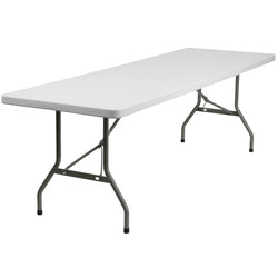 Elon 8-Foot Rectangular Plastic Folding Table for Banquet and Events - Granite White by Flash Furniture