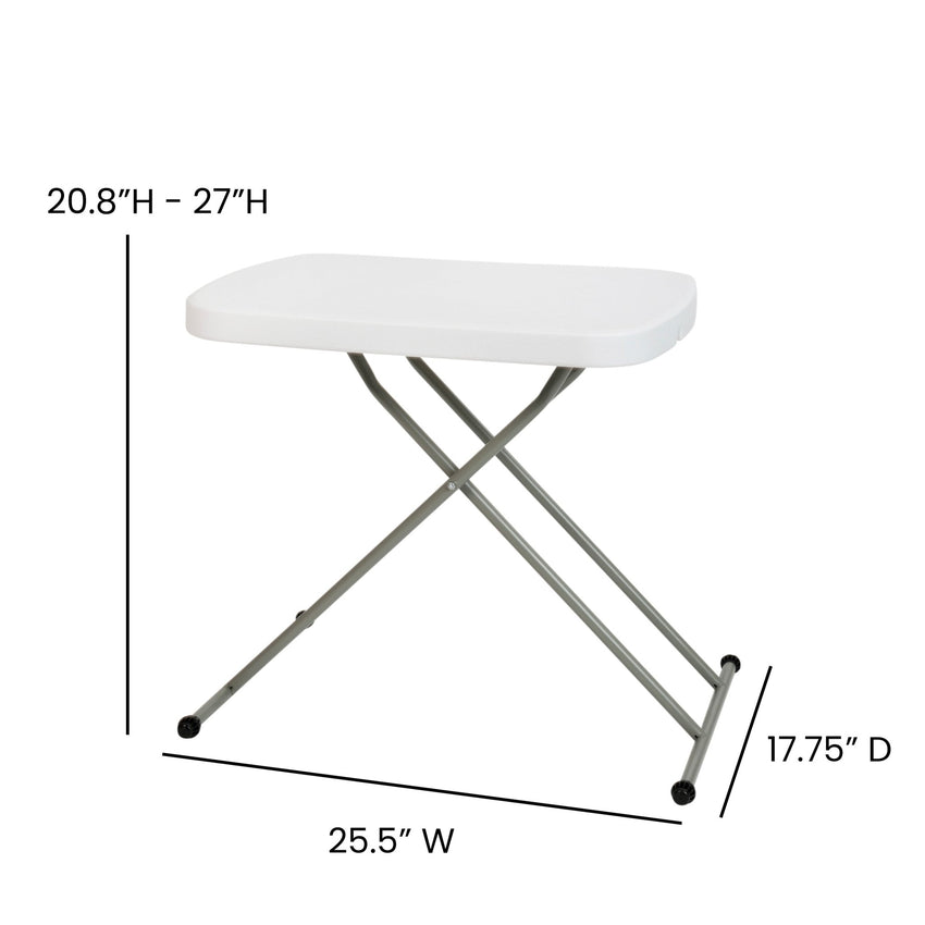 Elon 26 Inch Indoor/Outdoor Plastic Banquet and Event Folding Table with Adjustable Height - Granite White by Flash Furniture - SchoolOutlet