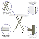 Elon 30 Inch Indoor/Outdoor Plastic Banquet and Event Folding Table with Adjustable Height - Granite White by Flash Furniture - SchoolOutlet
