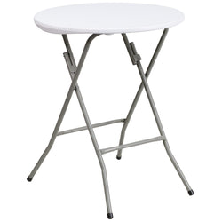 Elon 2-Foot Round Plastic Folding Table for Banquet and Events - Granite White by Flash Furniture