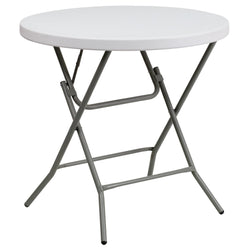 Elon 2.63-Foot Round Plastic Folding Table for Banquet and Events - Granite White by Flash Furniture