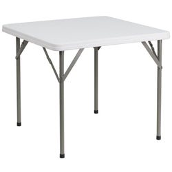 Elon 2.85-Foot Square Plastic Folding Table for Banquet and Events - Granite White by Flash Furniture