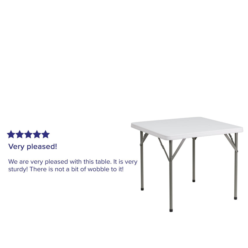 Elon 2.85 - Foot Square Plastic Folding Table for Banquet and Events - Granite White by Flash Furniture - SchoolOutlet
