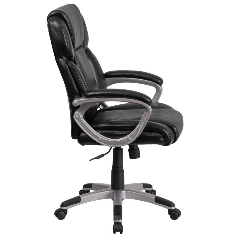 Flash Furniture LeatherSoft Executive Office Chair with Lumbar Support 18"-22"H (FLA-GO-2236M-BK-GG) - SchoolOutlet