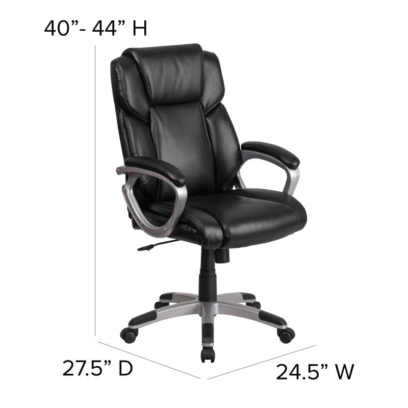 Flash Furniture LeatherSoft Executive Office Chair with Lumbar Support 18"-22"H (FLA-GO-2236M-BK-GG) - SchoolOutlet