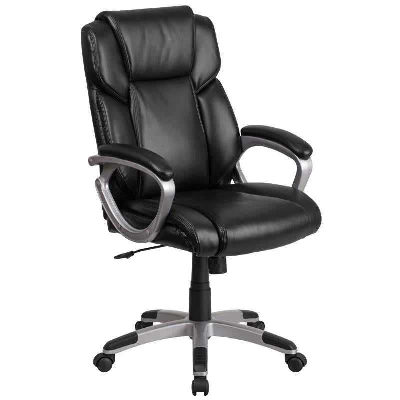 Flash Furniture LeatherSoft Executive Office Chair with Lumbar Support 18"-22"H (FLA-GO-2236M-BK-GG) - SchoolOutlet