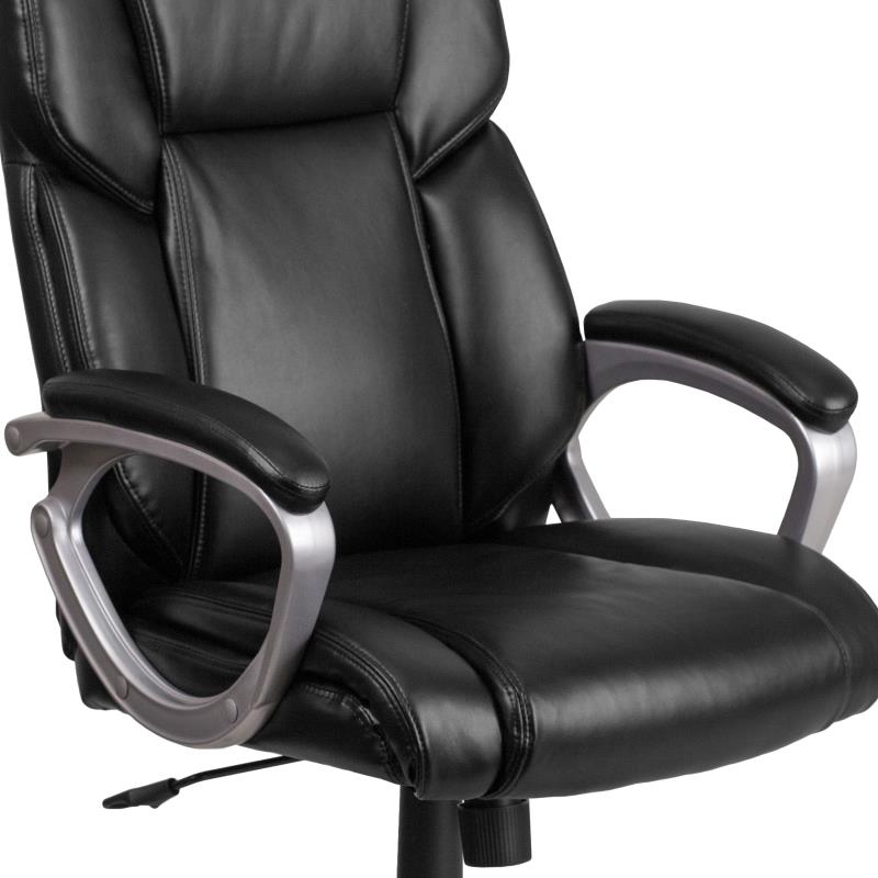 Flash Furniture LeatherSoft Executive Office Chair with Lumbar Support 18"-22"H (FLA-GO-2236M-BK-GG) - SchoolOutlet