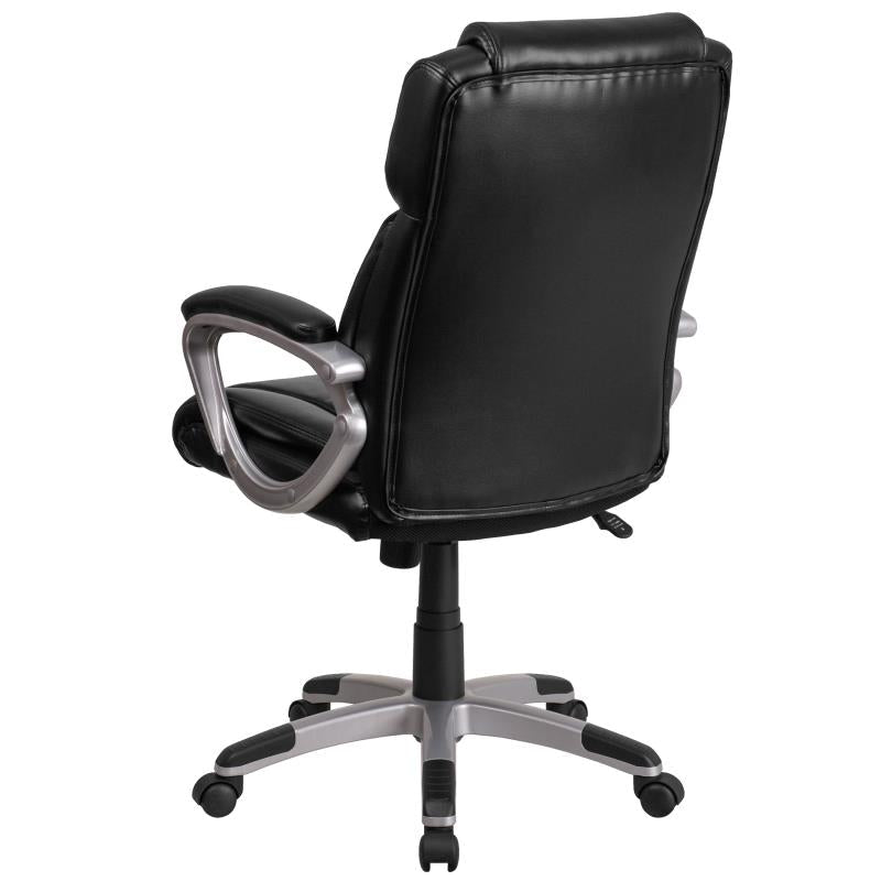 Flash Furniture LeatherSoft Executive Office Chair with Lumbar Support 18"-22"H (FLA-GO-2236M-BK-GG) - SchoolOutlet
