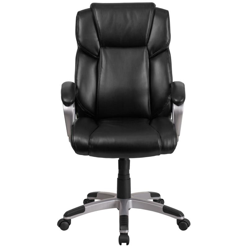Flash Furniture LeatherSoft Executive Office Chair with Lumbar Support 18"-22"H (FLA-GO-2236M-BK-GG) - SchoolOutlet