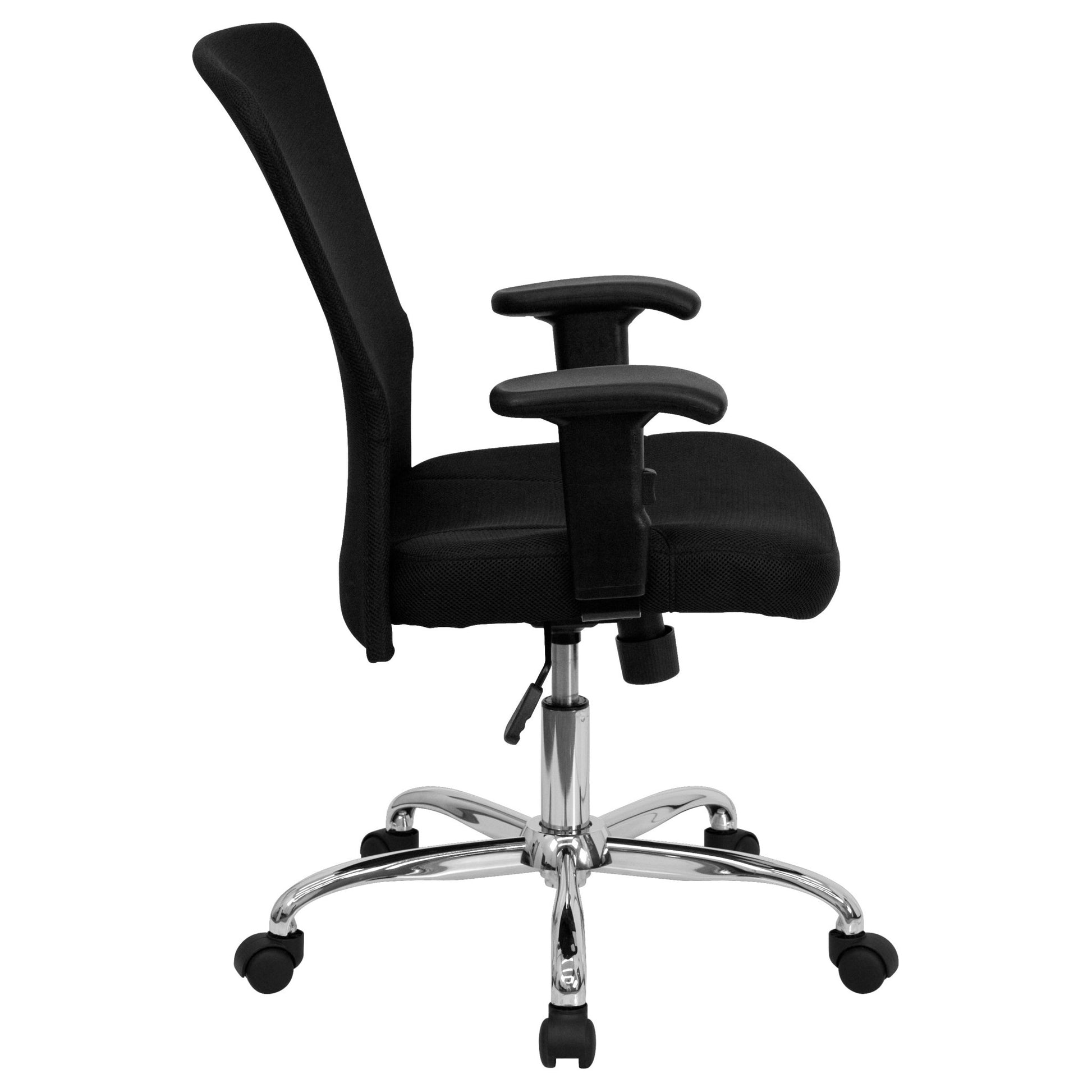 Jasmine Contemporary Swivel Task Office Chair with Mid - Back Black Mesh, Chrome Base and Adjustable Arms by Flash Furniture - SchoolOutlet