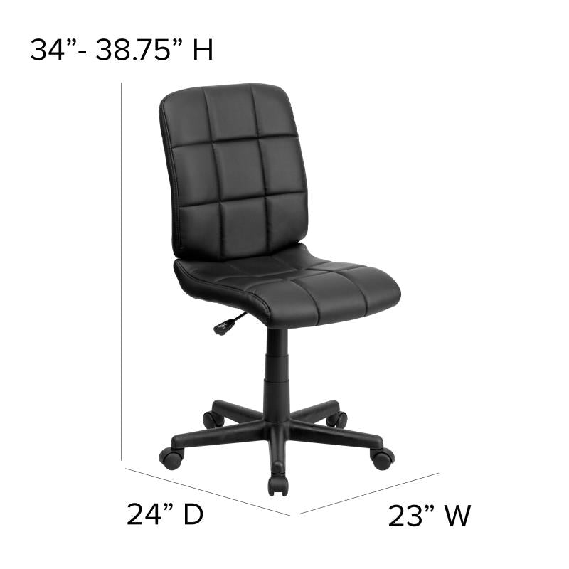 Flash Furniture Clayton Mid - Back Quilted Vinyl Swivel Task Office Chair Upholstery and Ergonomic Pneumatic Height Adjustment 16.75 - 21.75"H (FLA - GO16911XXX) - SchoolOutlet