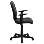 Flash Furniture Clayton Mid - Back Quilted Vinyl Swivel Task Office Chair Upholstery Padded Arms and Chrome Base 16.75 - 21.75