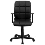 Flash Furniture Clayton Mid - Back Quilted Vinyl Swivel Task Office Chair Upholstery Padded Arms and Chrome Base 16.75 - 21.75
