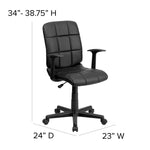 Flash Furniture Clayton Mid - Back Quilted Vinyl Swivel Task Office Chair Upholstery Padded Arms and Chrome Base 16.75 - 21.75