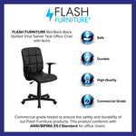 Flash Furniture Clayton Mid - Back Quilted Vinyl Swivel Task Office Chair Upholstery Padded Arms and Chrome Base 16.75 - 21.75