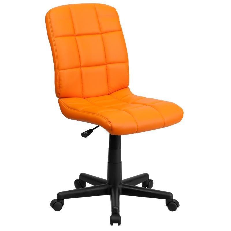Flash Furniture Clayton Mid - Back Quilted Vinyl Swivel Task Office Chair Upholstery and Ergonomic Pneumatic Height Adjustment 16.75 - 21.75"H (FLA - GO16911XXX) - SchoolOutlet
