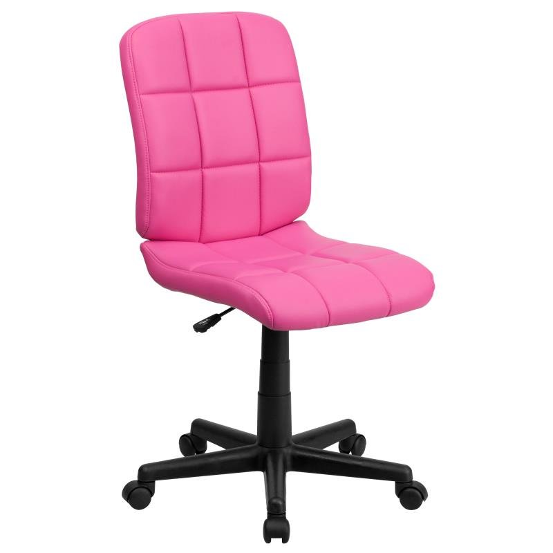 Flash Furniture Clayton Mid - Back Quilted Vinyl Swivel Task Office Chair Upholstery and Ergonomic Pneumatic Height Adjustment 16.75 - 21.75"H (FLA - GO16911XXX) - SchoolOutlet