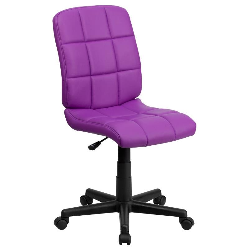 Flash Furniture Clayton Mid - Back Quilted Vinyl Swivel Task Office Chair Upholstery and Ergonomic Pneumatic Height Adjustment 16.75 - 21.75"H (FLA - GO16911XXX) - SchoolOutlet