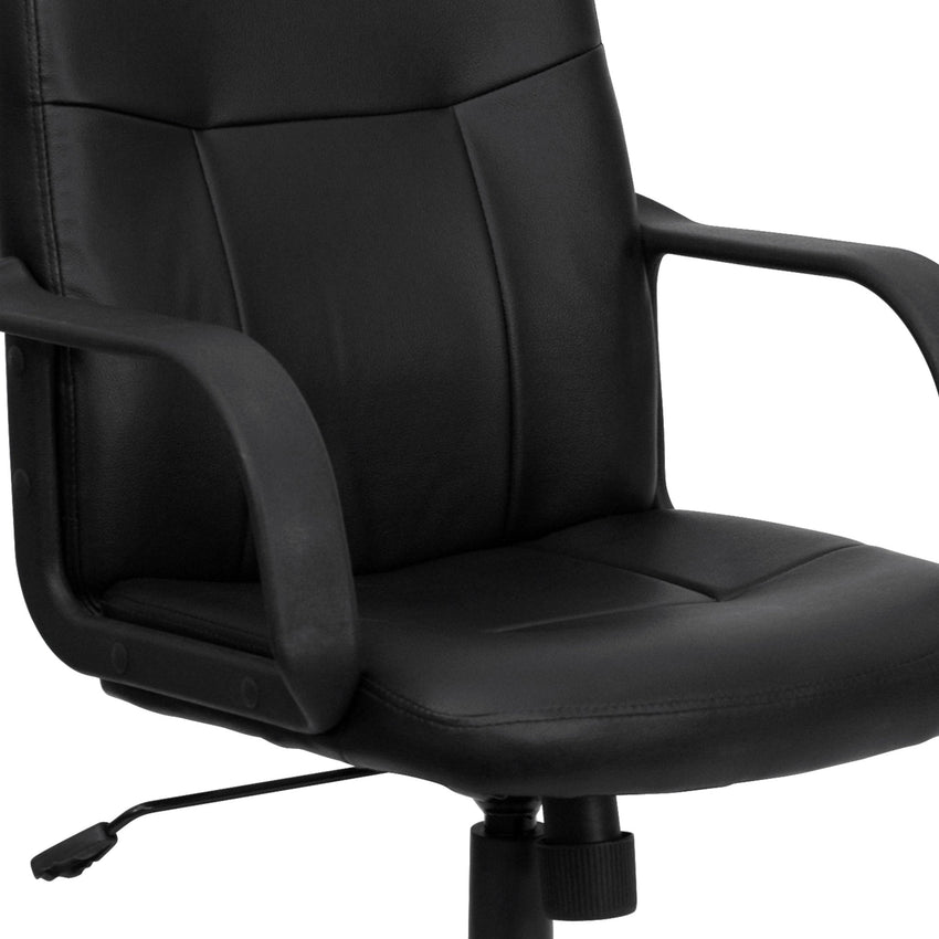 Paulson Executive Swivel Office Chair with Arms, Mid - Back Black Glove Vinyl by Flash Furniture - SchoolOutlet