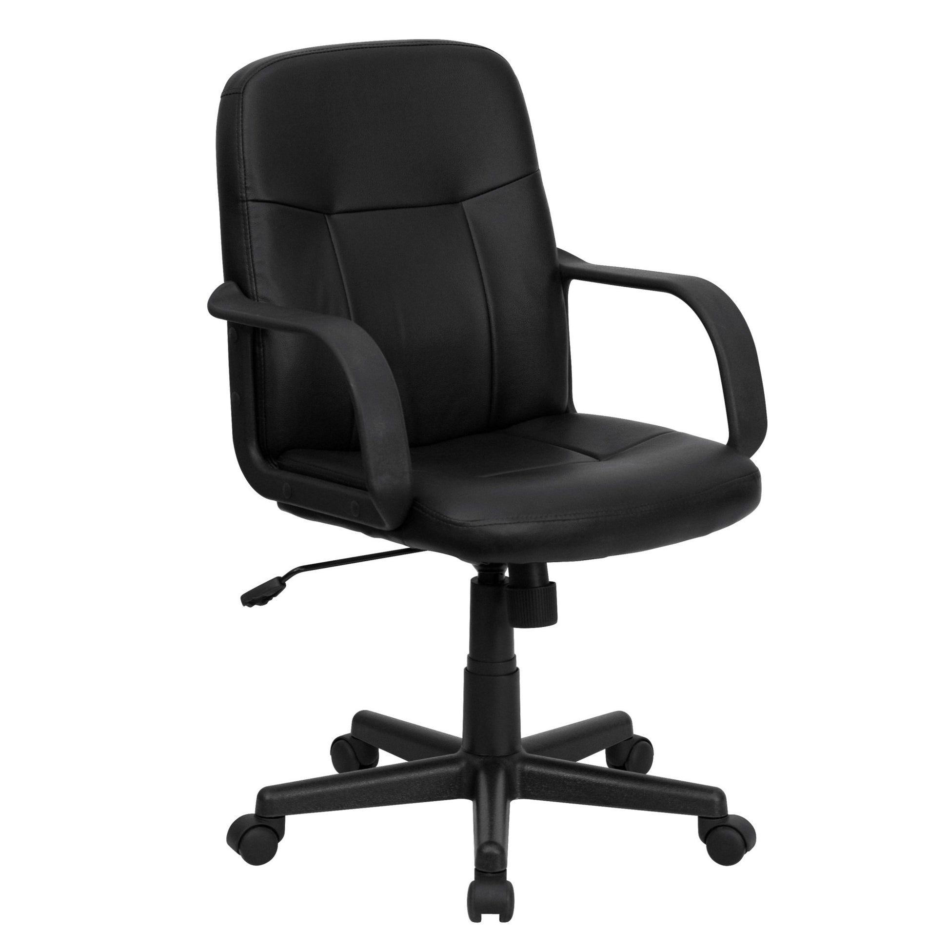 Paulson Executive Swivel Office Chair with Arms, Mid - Back Black Glove Vinyl by Flash Furniture - SchoolOutlet