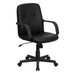 Paulson Executive Swivel Office Chair with Arms, Mid - Back Black Glove Vinyl by Flash Furniture - SchoolOutlet