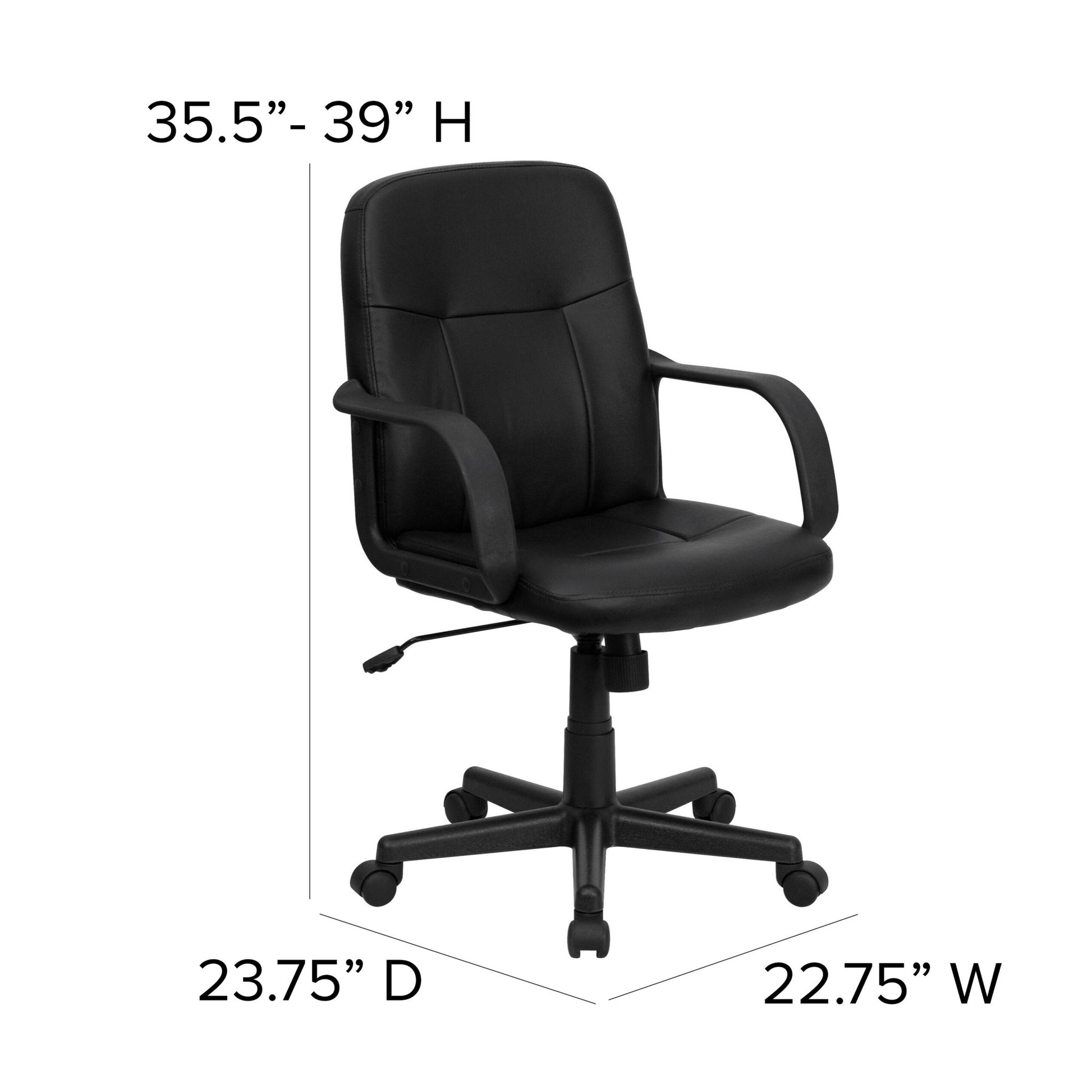 Paulson Executive Swivel Office Chair with Arms, Mid - Back Black Glove Vinyl by Flash Furniture - SchoolOutlet