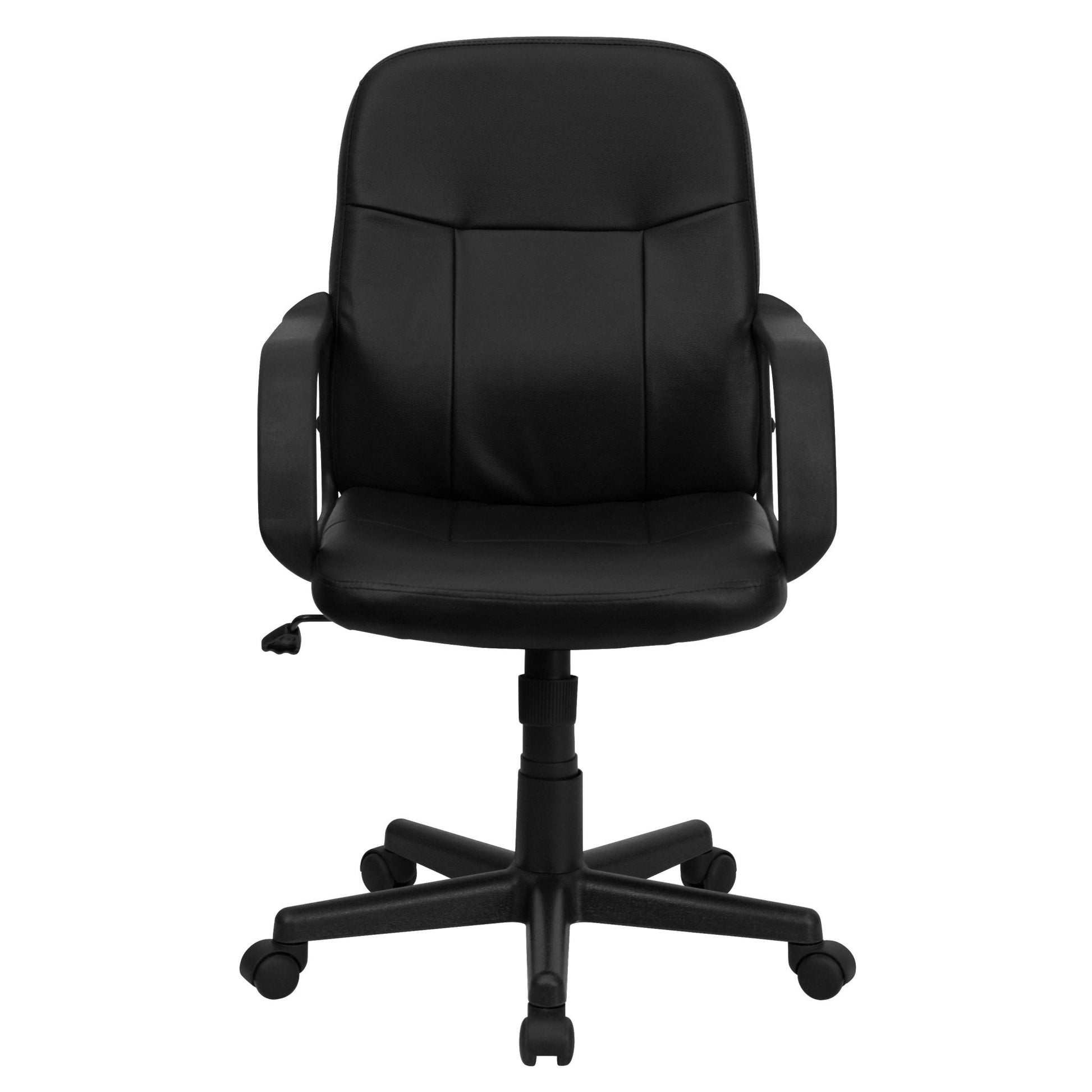 Paulson Executive Swivel Office Chair with Arms, Mid - Back Black Glove Vinyl by Flash Furniture - SchoolOutlet