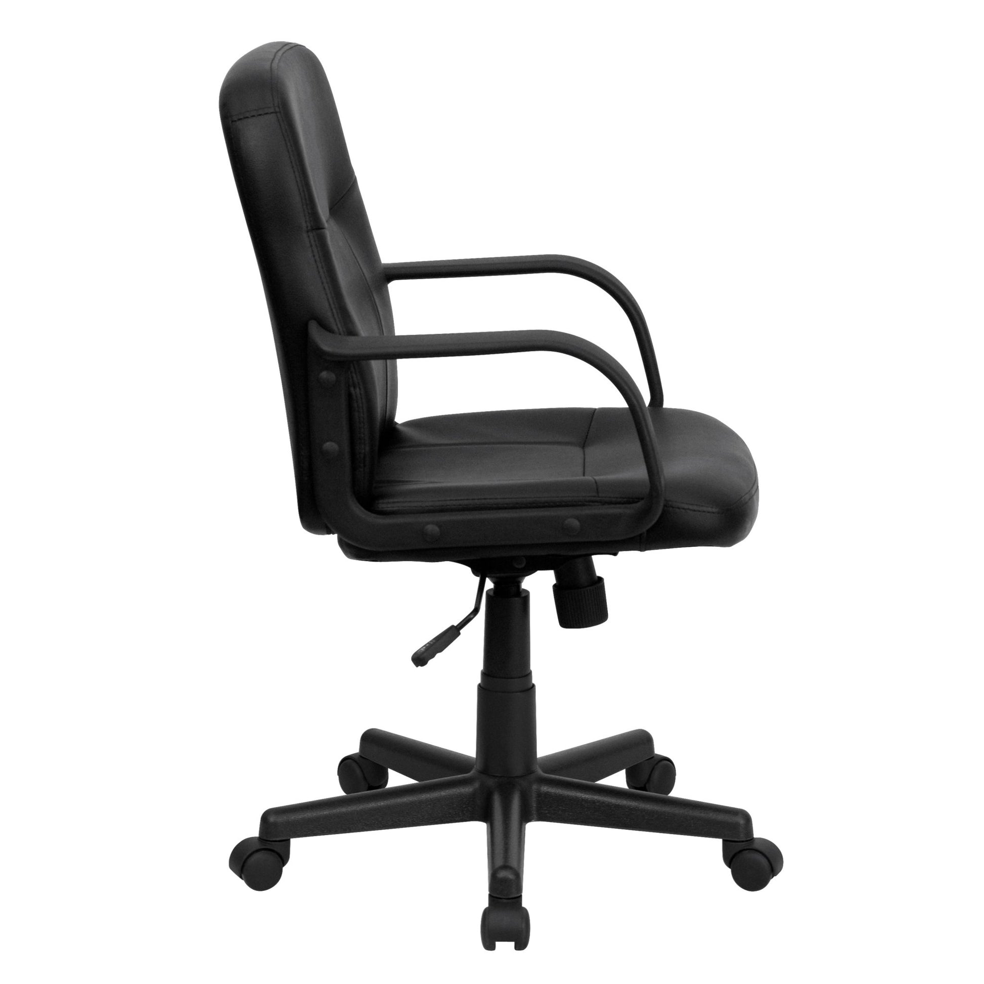 Paulson Executive Swivel Office Chair with Arms, Mid - Back Black Glove Vinyl by Flash Furniture - SchoolOutlet