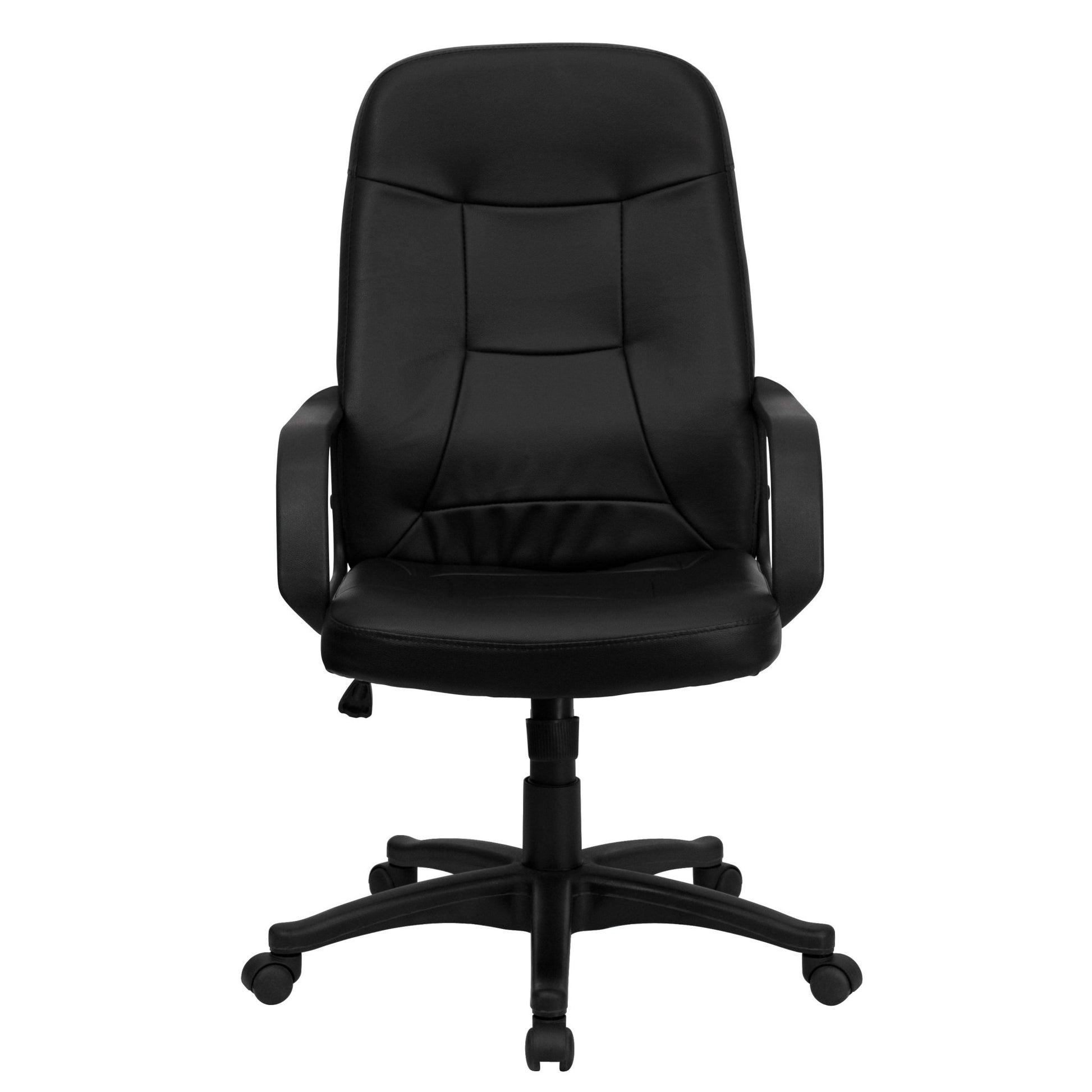 Holly Executive Swivel Office Chair with Arms, High Back Black Glove Vinyl by Flash Furniture - SchoolOutlet