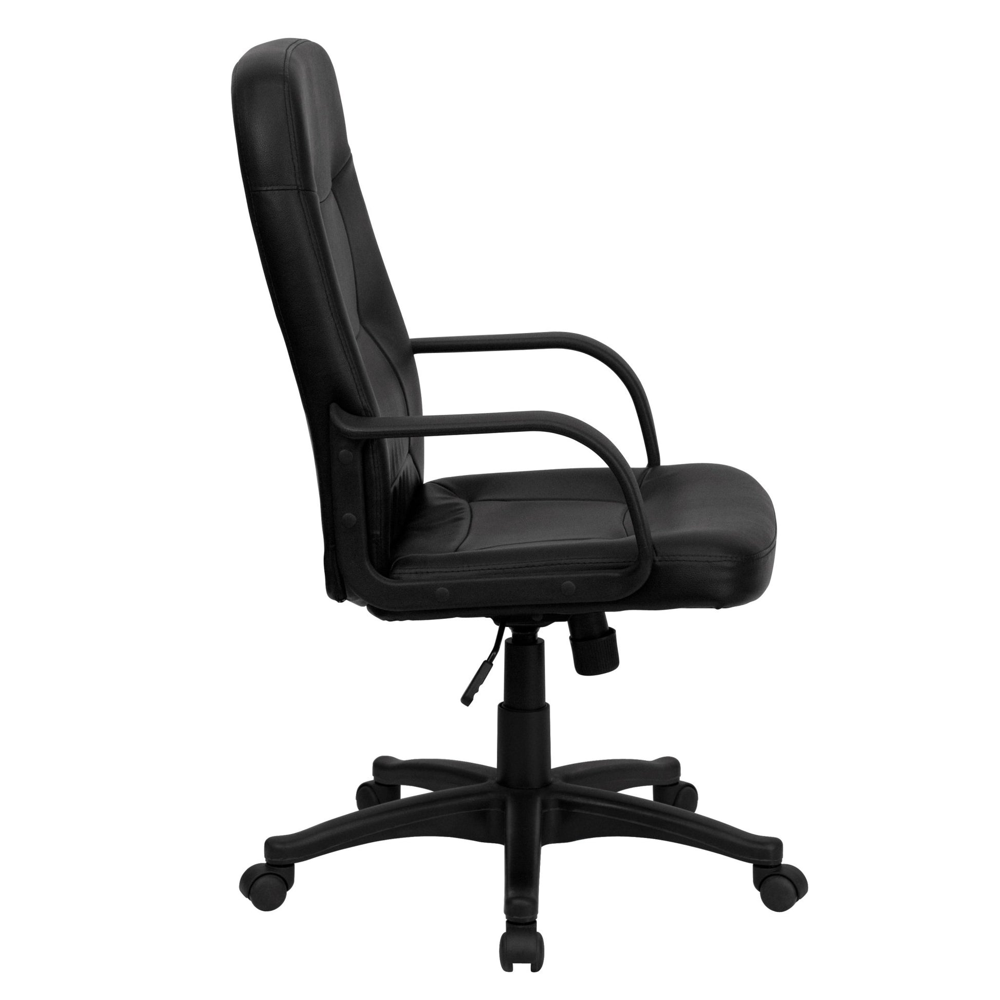 Holly Executive Swivel Office Chair with Arms, High Back Black Glove Vinyl by Flash Furniture - SchoolOutlet