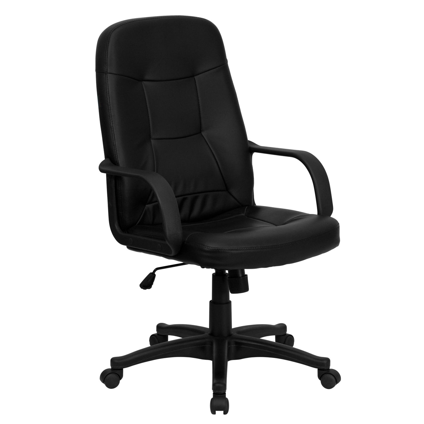 Holly Executive Swivel Office Chair with Arms, High Back Black Glove Vinyl by Flash Furniture - SchoolOutlet