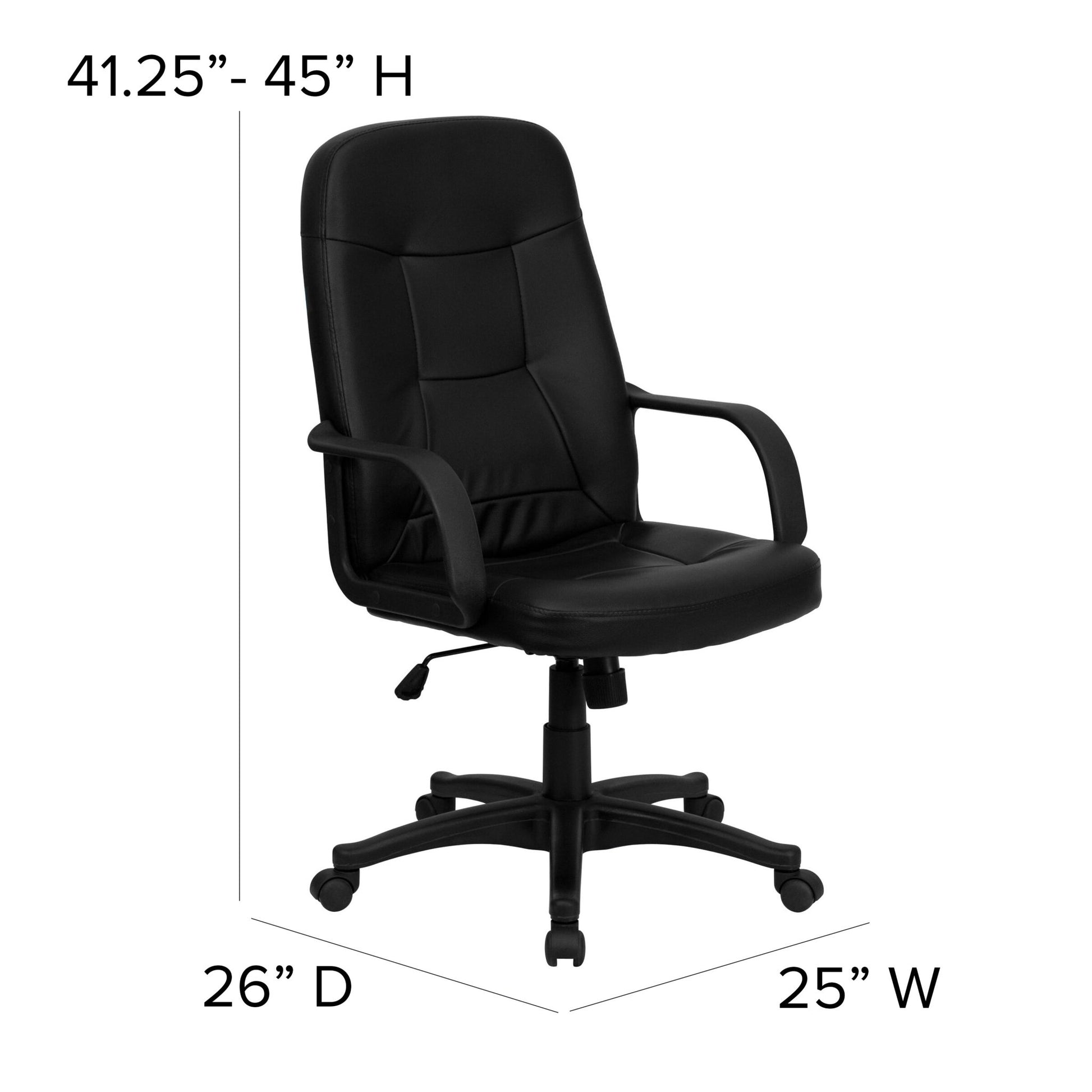 Holly Executive Swivel Office Chair with Arms, High Back Black Glove Vinyl by Flash Furniture - SchoolOutlet